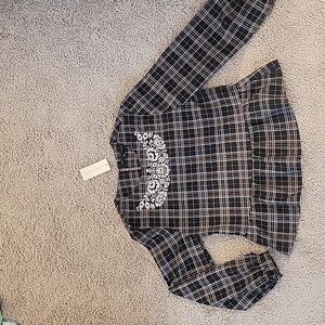 English Factory Peplum plaid shirt